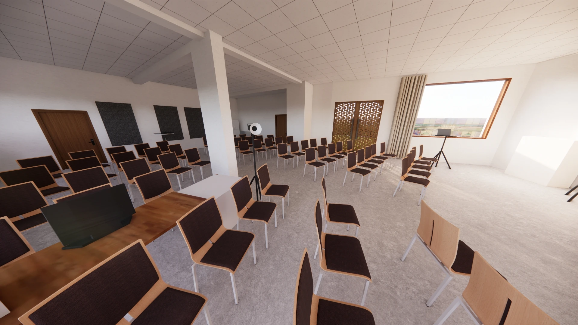 3D-Visualisierung des vorderen Gemeindesaal-Bereichs