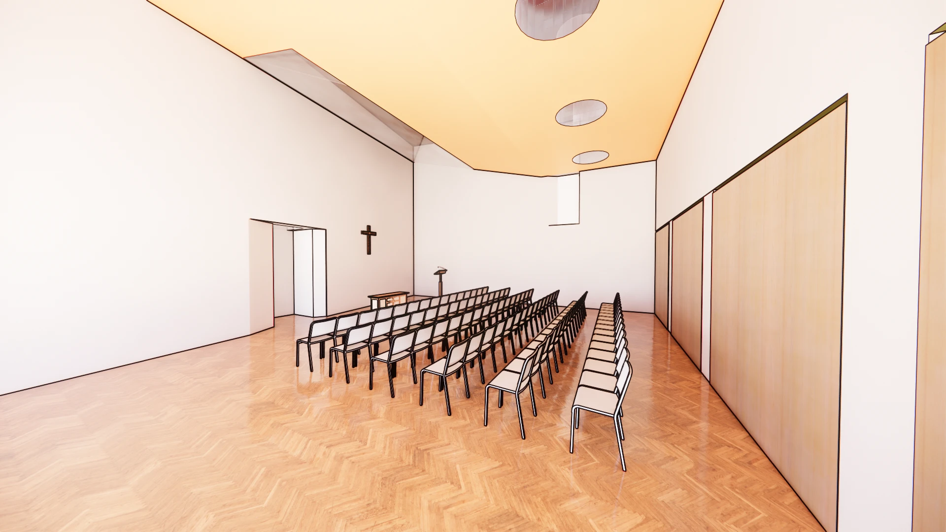 3D-Rendering eines Gruppenraums im Zentrum